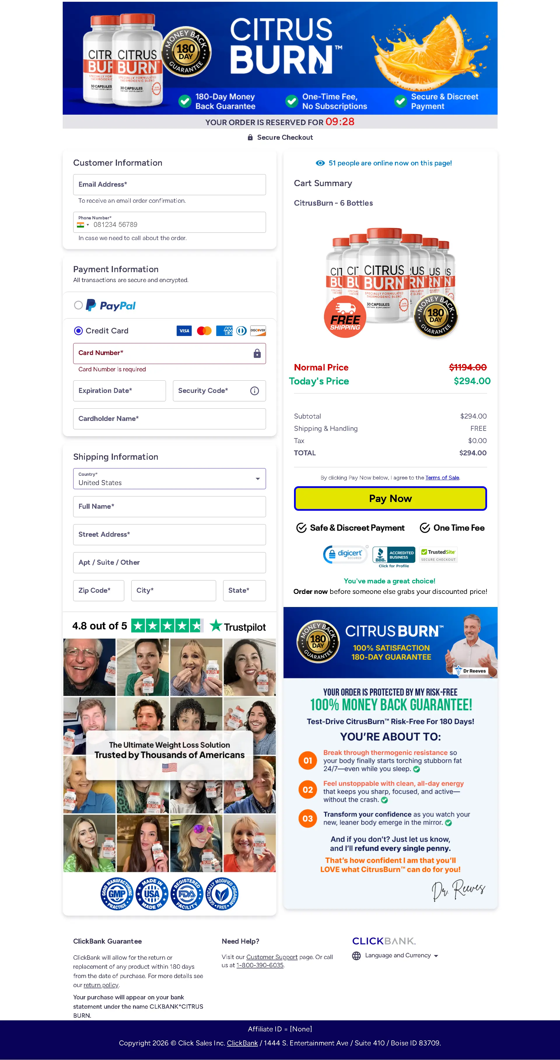 CitrusBurn Orders Checkout